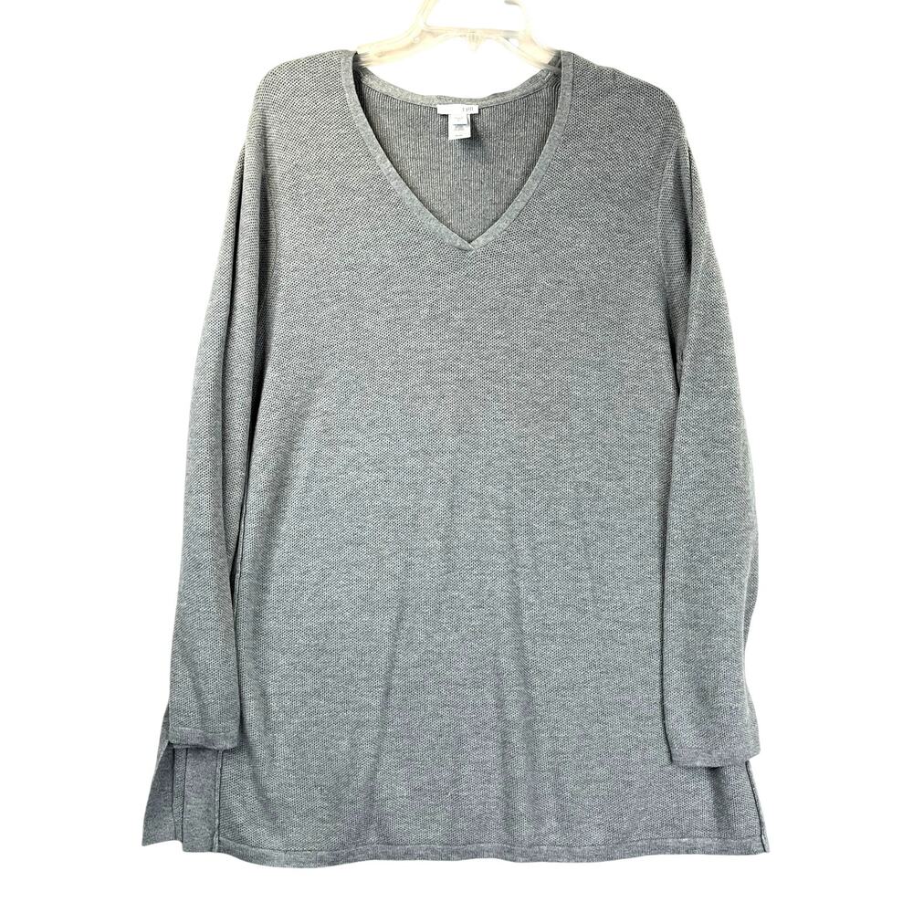 EUC J.Jill women's textured wool/silk blend sweater, light gray, size XL
